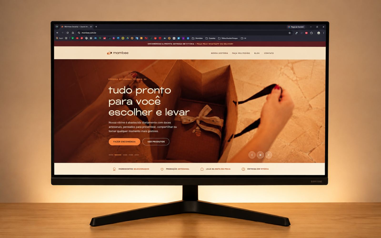 Tela do novo site da Mombee