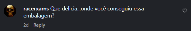 Comentário perguntando onde conseguiu a embalagem