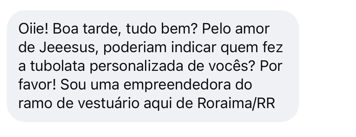 Mensagem de empreendedora perguntando quem fez a embalagem personalizada